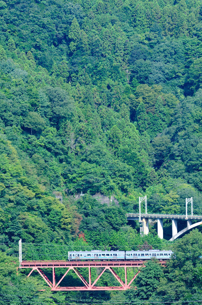 写真: 大呼戸橋梁を渡る211系普通電車