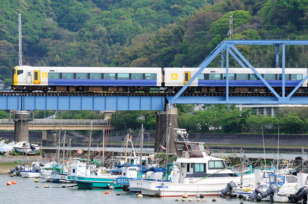 写真: 湊川を渡るE257系特急さざなみ号