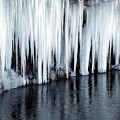 鹿曲川の氷のカーテン