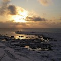 冬のオホーツクに沈む夕日