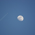 写真: ＜おまけ＞　月と飛行機雲