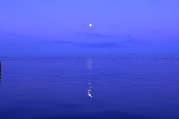 写真: 薄明の月
