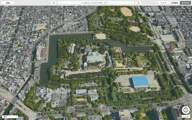 写真: El Capitanマップアプリで見た名古屋城（衛星立体画像）