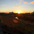 写真: 大山川沿いで見た沈む夕日 - 1