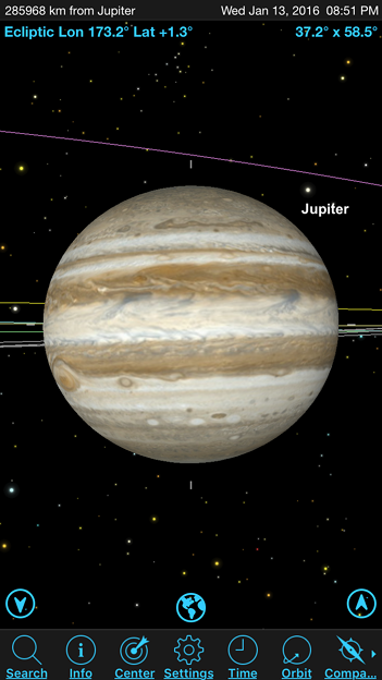写真: SkySafari 5：App内課金「Orbit Mode」で見た木星の軌道 - 2