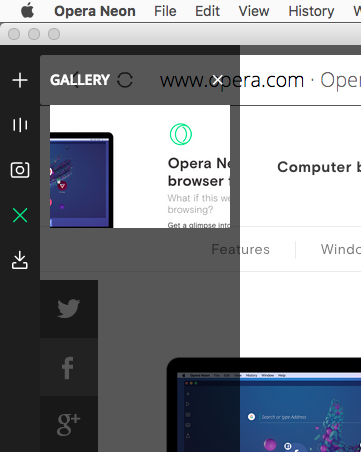 写真: Operaの新しいコンセプトブラウザ「Opera Neon」がリリース！ - 10：撮影したスクリーンショットが保存される（？）「Gallery（ギャラリー）」パネル