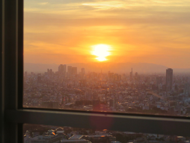 写真: 東山スカイタワーから見た景色：夕日
