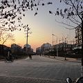 安徽省の夕日と街