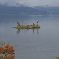 写真: 湖面の鳥居