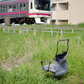 写真: 電車の見える椅子