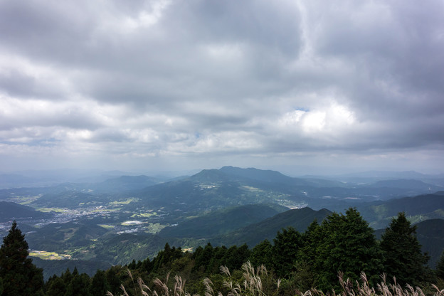 写真: ススキと八幡岳