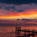 写真: くもで網櫓と有明海夕景 3