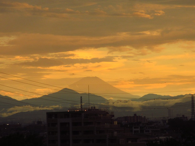 写真: 夏富士の夕暮れ