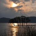写真: 光落ちる湖畔