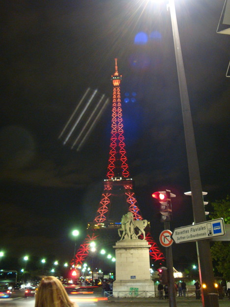 The red Eiffel Tower