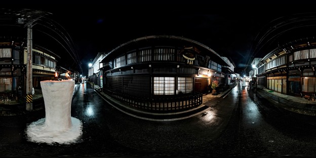 写真: 飛騨古川 三寺参り  雪像ろうそく 渡辺酒造前 360度パノラマ写真