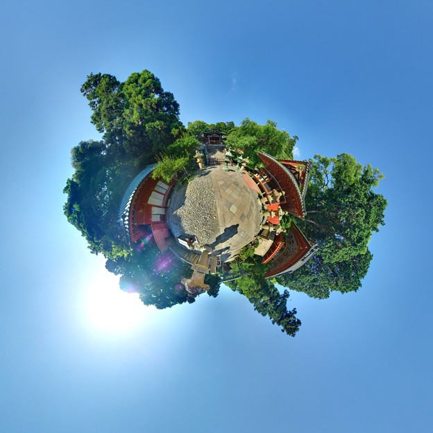 写真: 久能山東照宮　社殿・神饌所・神楽殿 パノラマ写真 　Little planet