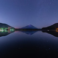 写真: 富士山と星空　精進湖にて　その２
