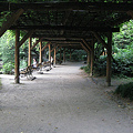 写真: A path with wood roofs at Hibiya Park