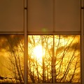 写真: 窓に夕日が・・