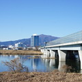 写真: 相模川と東名高速道路橋