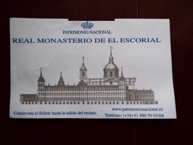 写真: 王立エル・エスコリアル聖ロレンソ修道院のチケット