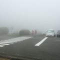 写真: 霧の駐車場 富士山子どもの国