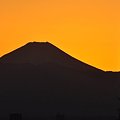 写真: 夕闇せまる富士