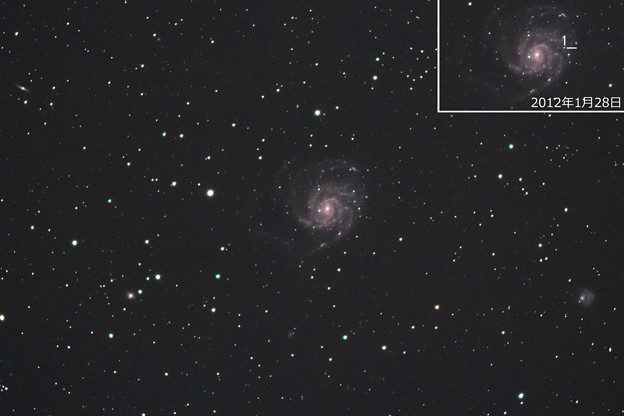 写真: 回転花火銀河M101の超新星(^^)