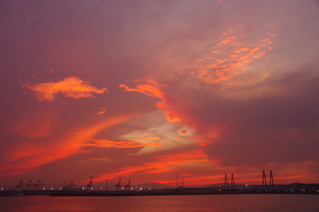 港湾の夕景、名古屋