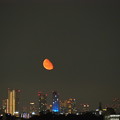 写真: 赤い月と都会