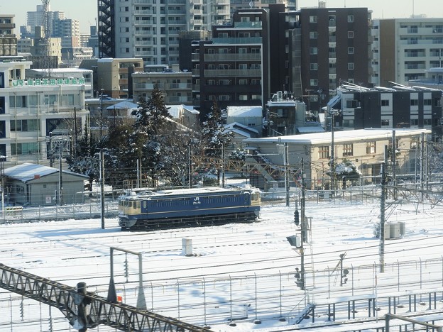 写真: 雪の朝　田端運転所にて