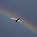 写真: B737と虹