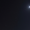 写真: 月と星空(オリオン座）