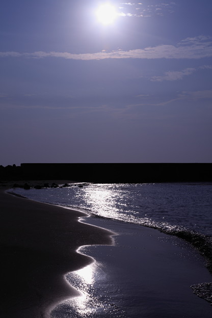 写真: 志賀町　大島海岸(1)　波の光跡