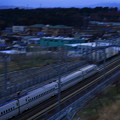 写真: 夕暮れの北陸新幹線 　 流し撮り？