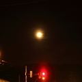 写真: 帰宅途中の月と信号(@_@)