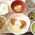 写真: ８月１５日昼食(サーモンフライ) #病院食