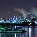 ある寒い夜中。。水江運河から見る工場夜景・・20141227