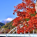 丹沢湖の鉄橋と紅葉。。富士山(^^) 20171112
