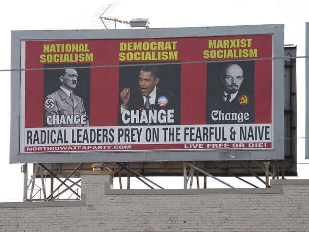 Obama, Hitler, Lenin Billboard by Deb Nicklay