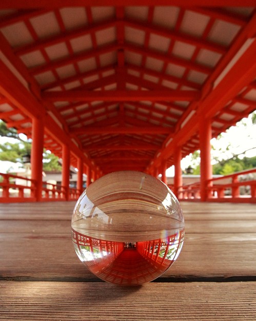 写真: 厳島神社の回廊